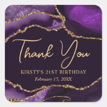 パープルと金ゴールドフェイクグリッターアゲート誕生日パーティー