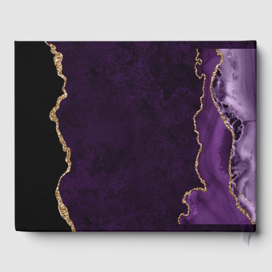 パープルと金ゴールドフェイクグリッターアゲ結婚ート ゲストブック (裏面)