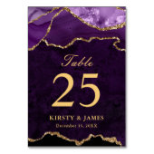 パープルと金ゴールドフェイクグリッターアゲ結婚ート テーブルナンバー (裏面)