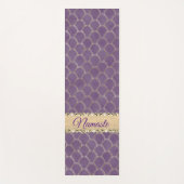 パープルと金ゴールドフェイクフォイルダイヤモンドきらきら光るグリッター ヨガマット (正面)