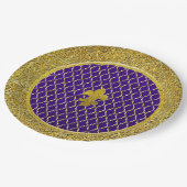 パープルと金ゴールドフルーアデリス任意の大事な行事 ペーパープレート (アングル)