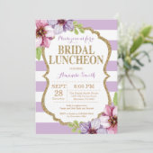 パープルと金ゴールドブライダルルンチョン招待状フローラ 招待状 (スタンド正面)