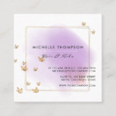 パープルと金ゴールドブラシストロークドゥードルスクエアビジネス スクエア名刺 (正面)