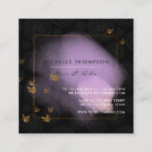 パープルと金ゴールドブラシストロークドゥードルスクエアビジネス スクエア名刺 (正面)