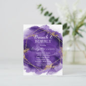 パープルと金ゴールドブルンチ&バブリー招待状 招待状 (スタンド正面)