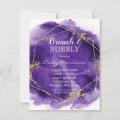 パープルと金ゴールドブルンチ&バブリー 招待状 (正面)