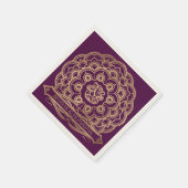 パープルと金ゴールドマンダラインディアン結婚ズナプキン スタンダードカクテルナプキン (角)