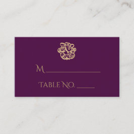 パープルと金ゴールドマンダラインディアン結婚ズ座席表 プレイスカード