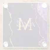 パープルと金ゴールドマーブルゲート ガラスコースター (裏面)