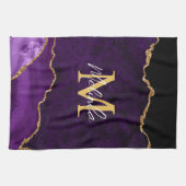 パープルと金ゴールドマーブルゲート キッチンタオル (横)