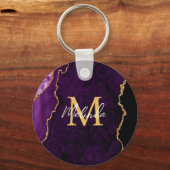 パープルと金ゴールドマーブルゲート キーホルダー (正面)