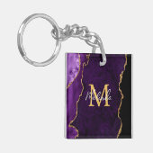 パープルと金ゴールドマーブルゲート キーホルダー (正面左)