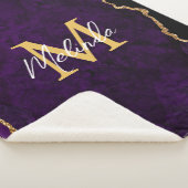 パープルと金ゴールドマーブルゲート シェルパブランケット (3/4)