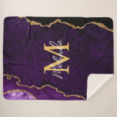 パープルと金ゴールドマーブルゲート シェルパブランケット (正面(横))