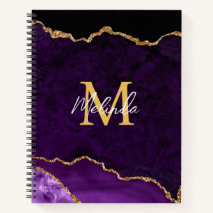 パープルと金ゴールドマーブルゲート ノートブック