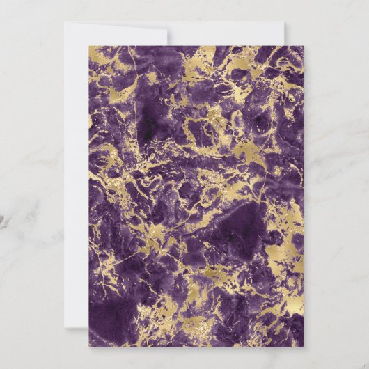 パープルと金ゴールドマーブル結婚式招待状 招待状 (裏面)