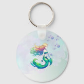 パープルと金ゴールドマーメイドの誕生日の下の海 キーホルダー (正面)