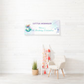 パープルと金ゴールドマーメイドの誕生日の下の海 横断幕 (インサイチュ)