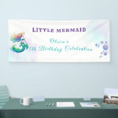 パープルと金ゴールドマーメイドの誕生日の下の海 横断幕 (トレードショー)