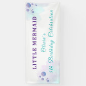 パープルと金ゴールドマーメイドの誕生日の下の海 横断幕 (縦)