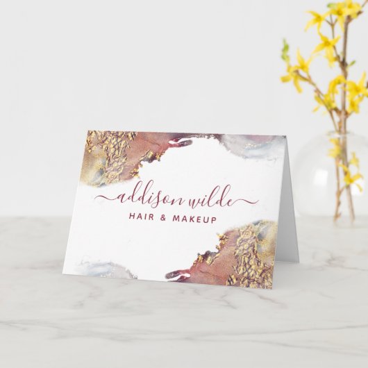 パープルと金ゴールドモダンの液体顧客ありがとう カード (黄色い花)