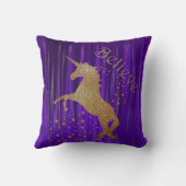 パープルと金ゴールドユニコーン装飾用クッション クッション (裏面)