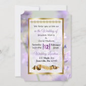 パープルと金ゴールドラベンダー結婚式招待状 招待状 (正面)