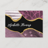 パープルと金ゴールドリネンのファブリックの名刺 名刺 (正面)