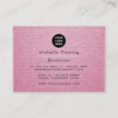 パープルと金ゴールドリネンのファブリックの名刺 名刺 (裏面)