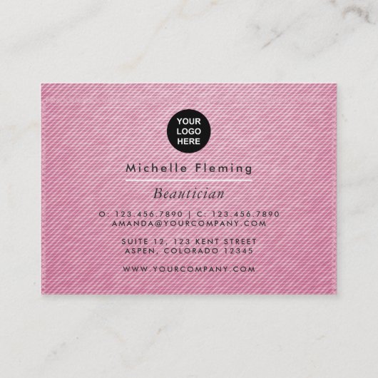 パープルと金ゴールドリネンのファブリックの名刺 名刺 (裏面)