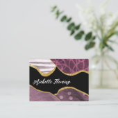 パープルと金ゴールドリネンのファブリックの名刺 名刺 (スタンド正面)