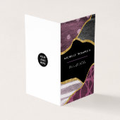 パープルと金ゴールドリネンのファブリックの名刺 名刺 (外部)