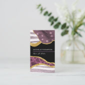 パープルと金ゴールドリネンのファブリックの名刺 名刺 (スタンド正面)