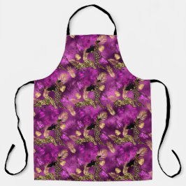パープルと金ゴールドレオパードデザイン6 エプロン