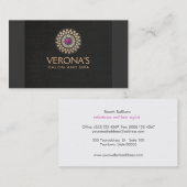 パープルと金ゴールドロータスマンダラサロンスパ 名刺 (正面/裏面)