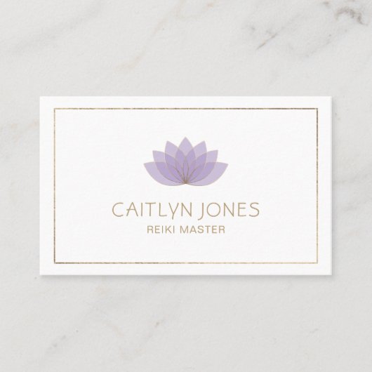 パープルと金ゴールドロータスロゴヨガ | 霊気 名刺 (正面)