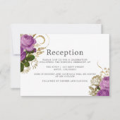 パープルと金ゴールドヴィンテージシックなウェディングレセプション 招待状 (正面)