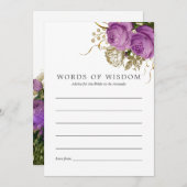 パープルと金ゴールドヴィンテージシックフローラブライダルアドバイス アドバイスカード (正面/裏面)