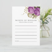 パープルと金ゴールドヴィンテージシックフローラブライダルアドバイス アドバイスカード (スタンド正面)