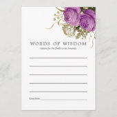 パープルと金ゴールドヴィンテージシックフローラブライダルアドバイス アドバイスカード (正面)