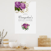 パープルと金ゴールドヴィンテージシックブライダルシャワーへようこそ ポスター (キッチン)