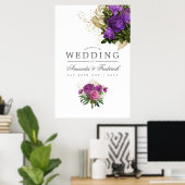 パープルと金ゴールドヴィンテージシック結婚の歓迎 ポスター (ホームオフィス)