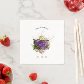 パープルと金ゴールドヴィンテージシック結婚ズ スタンダードカクテルナプキン (インサイチュ)