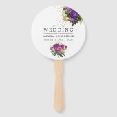 パープルと金ゴールドヴィンテージシック結婚式の引き出物 ハンドファン (正面)