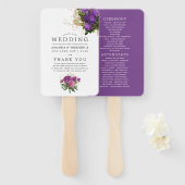 パープルと金ゴールドヴィンテージシック結婚式 プログラム ハンドファン (正面&裏面)