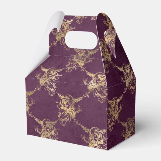 パープルと金ゴールドヴィンテージドラゴン フェイバーボックス (正面サイド)