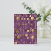 パープルと金ゴールド抽象芸術アート ポストカード (スタンド正面)