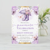 パープルと金ゴールド春アンブレラキンセアニェラ 招待状 (スタンド正面)