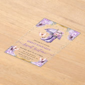 パープルと金ゴールド春アンブレラスウィート16 アクリル招待状 (レイダウン)