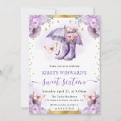 パープルと金ゴールド春アンブレラスウィート16 招待状 (正面)